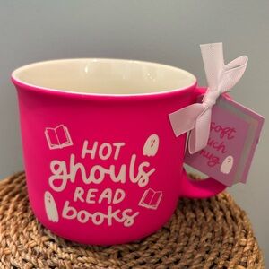 Hot pink Halloween Hot ghouls read books coffee cup mug